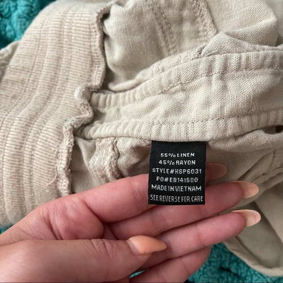 Khaki Linen Shorts - Picture 5 of 6